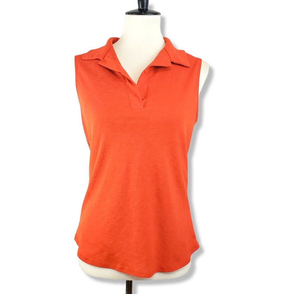 Studio Y Y2K Era Stretch V-neck Collared Tank Orange Size Large